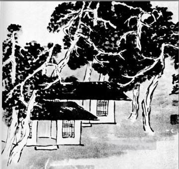  Baishi Painting - Qi Baishi trees in the studio traditional Chinese
